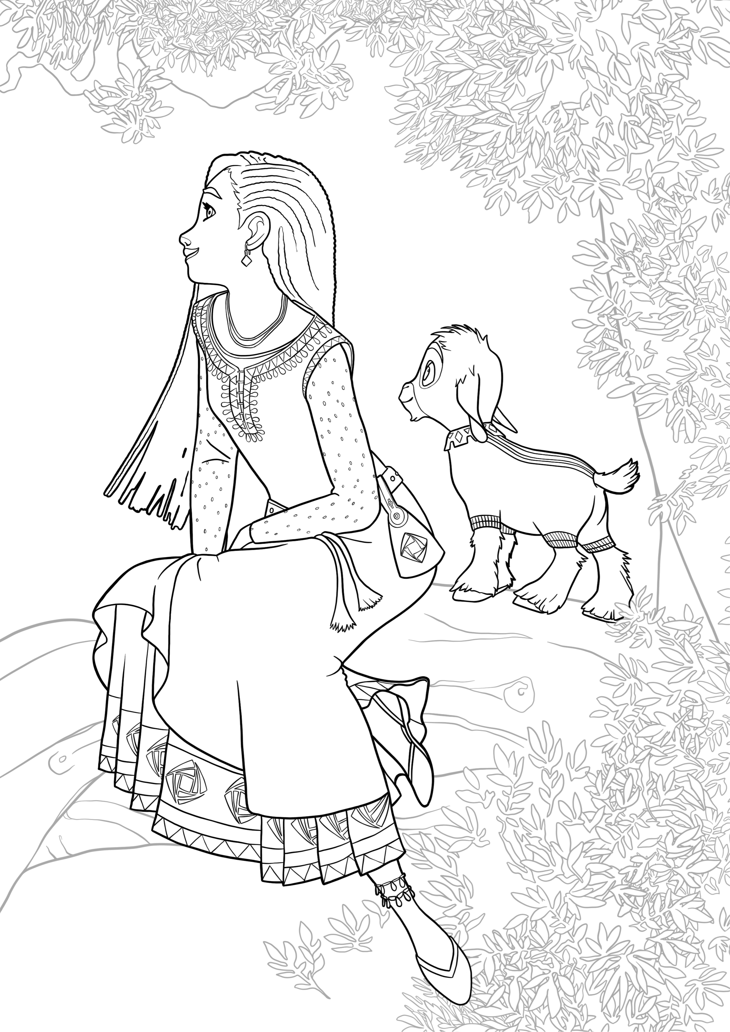 Wish Asha and Valentino sitting in a Tree coloring page