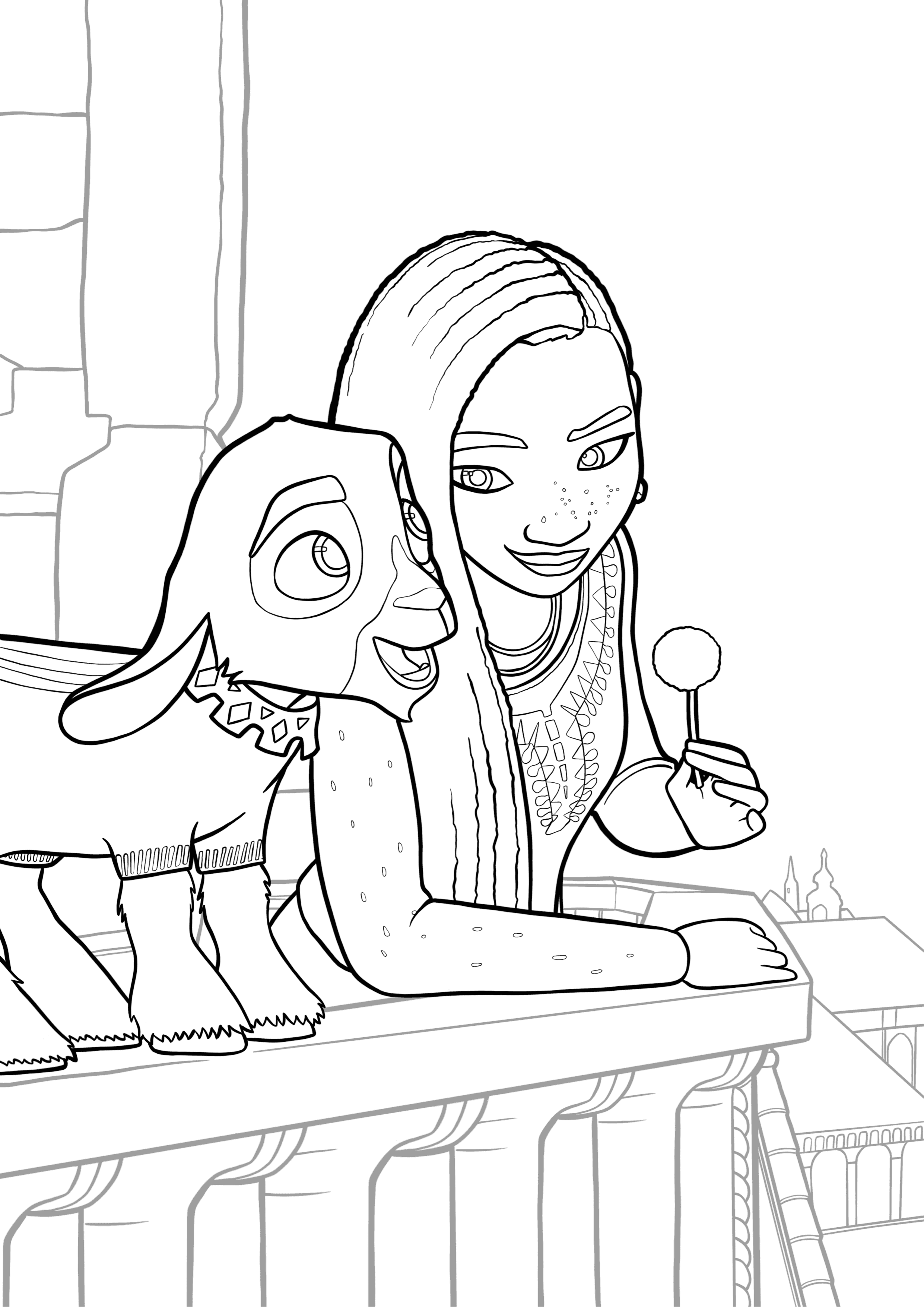 Wish Asha and Valentino on a Balcony coloring page