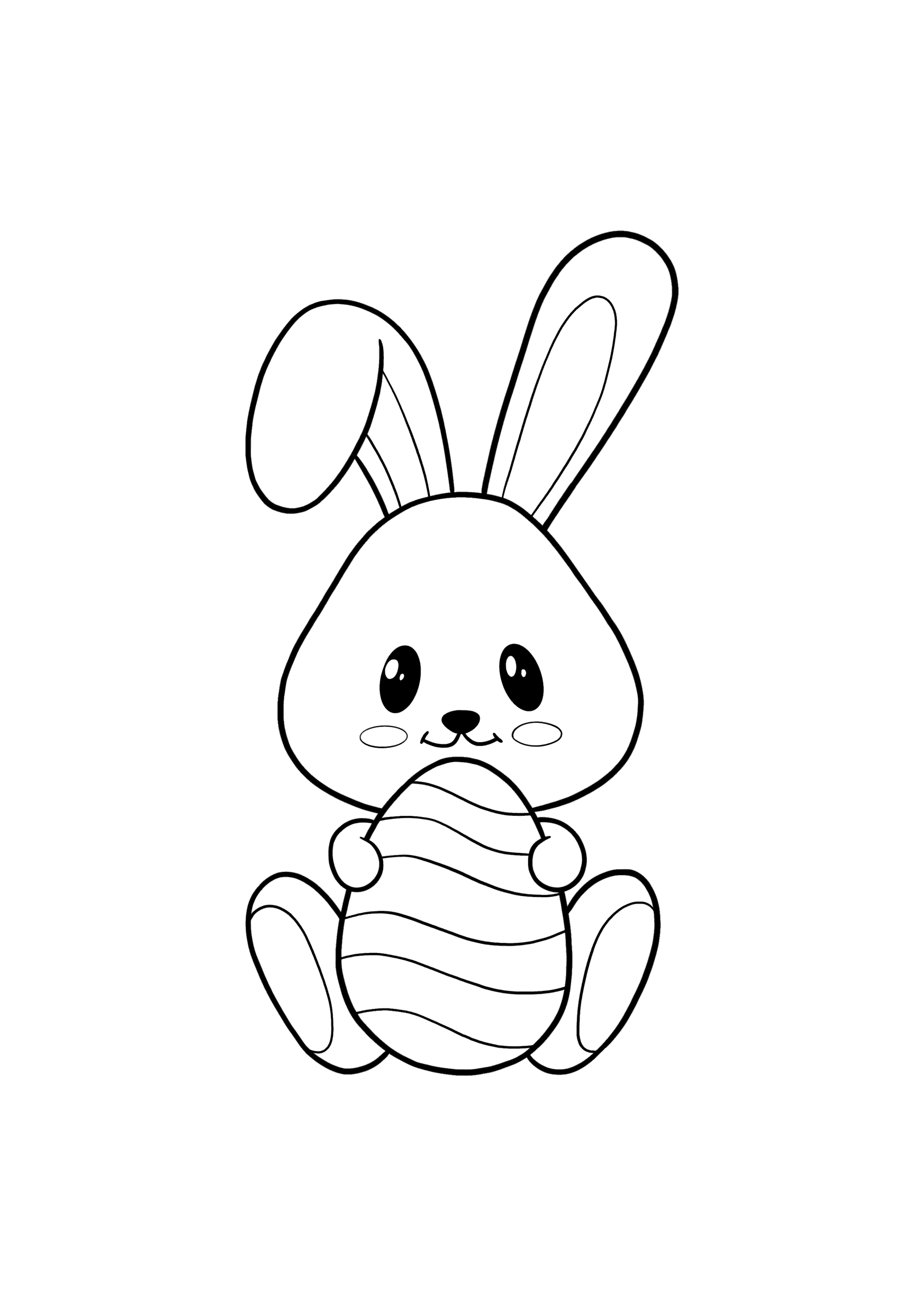 Baby Easter Bunny holding an Easter Egg coloring page