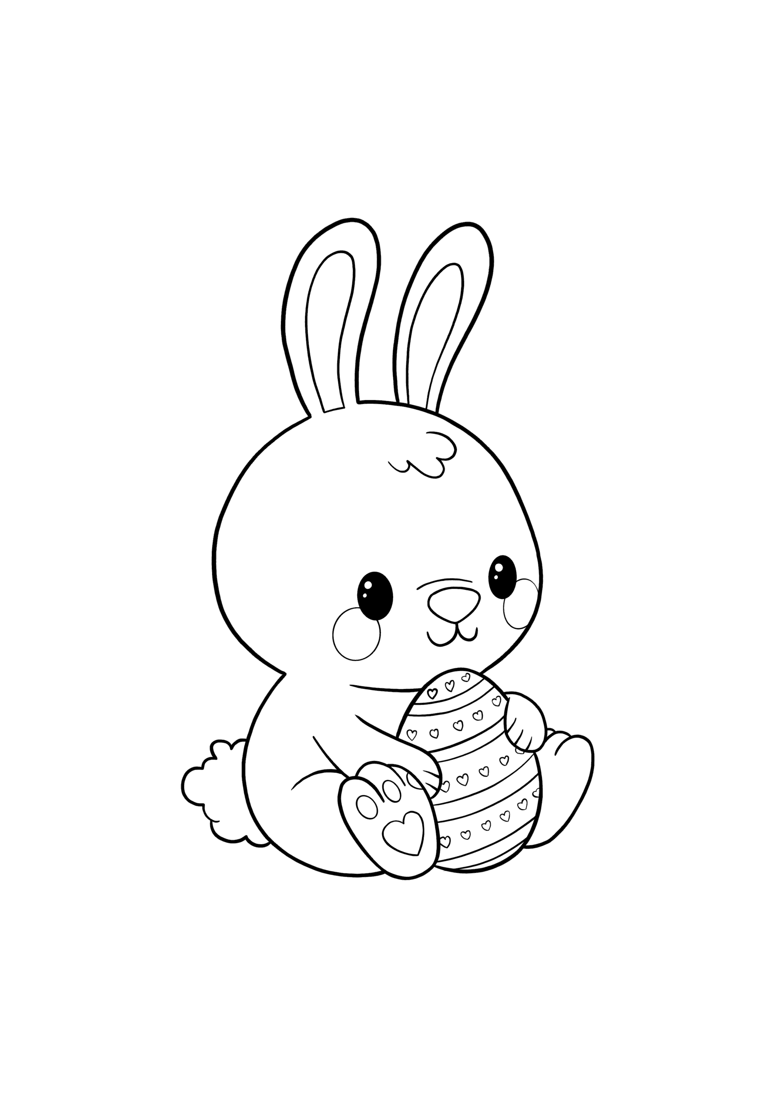 Baby Easter Bunny holding an Easter Egg coloring page