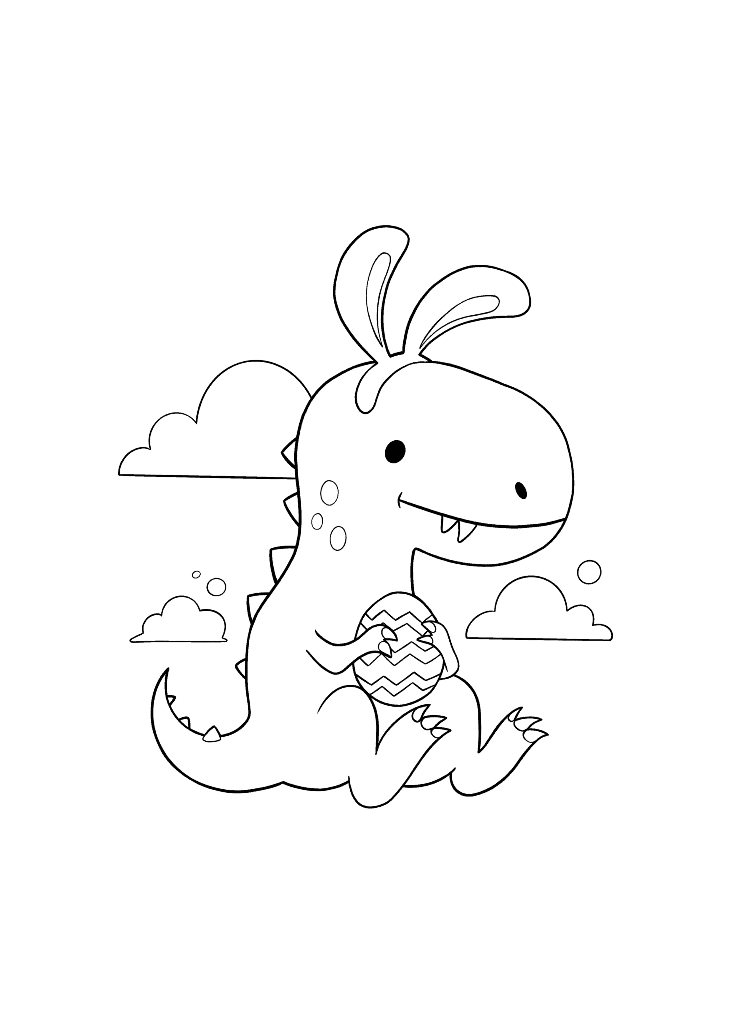 Dinosaur holding an Easter Egg coloring page