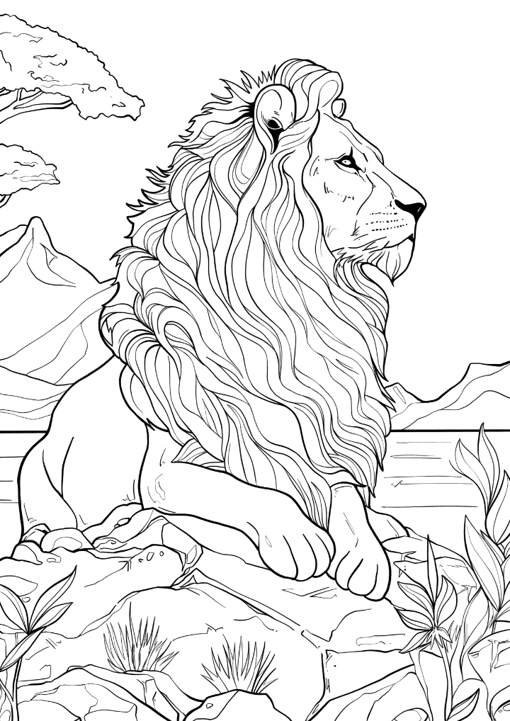 A proud Lion sitting on a Rock