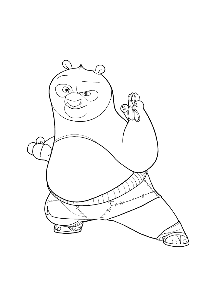 Kung Fu Panda Po Fighting Pose coloring page