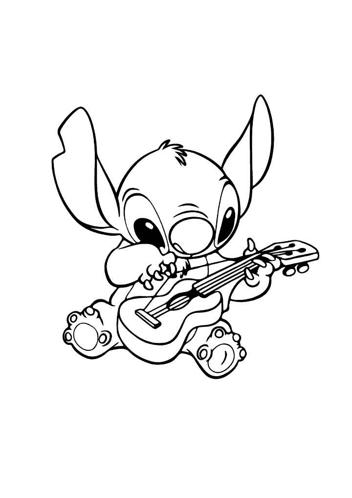 Lilo & Stitch – Stitch playing guitar coloring page