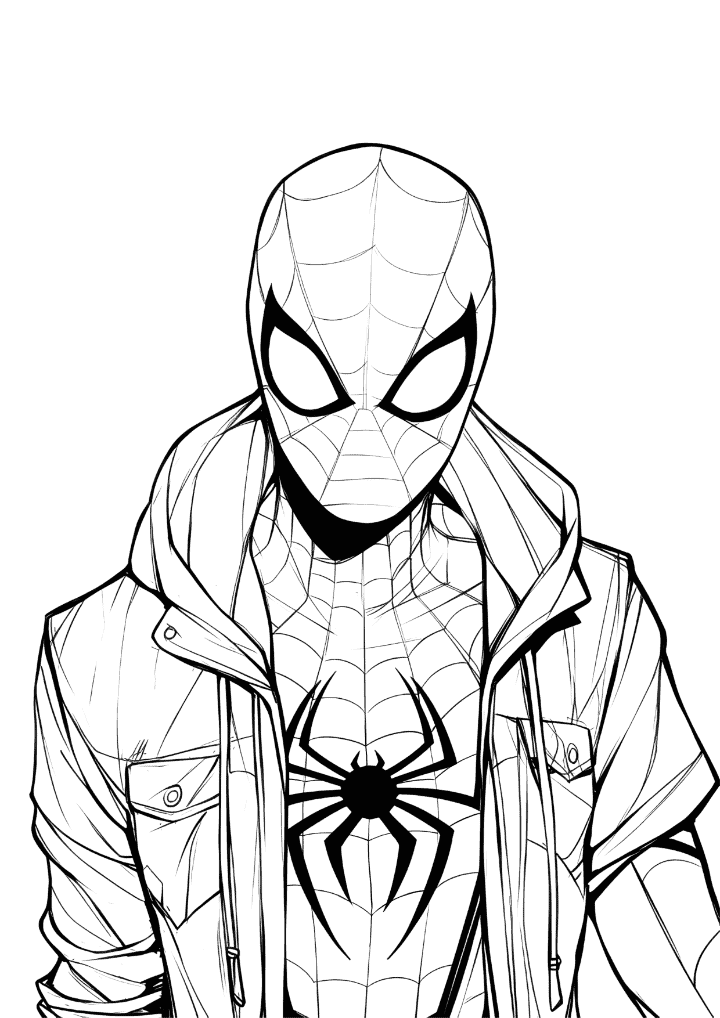 Miles Morales in hoodie coloring page